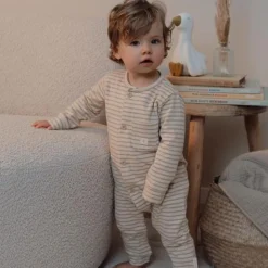 Little Dutch Eendelige pyjama - Zand - Gestreept