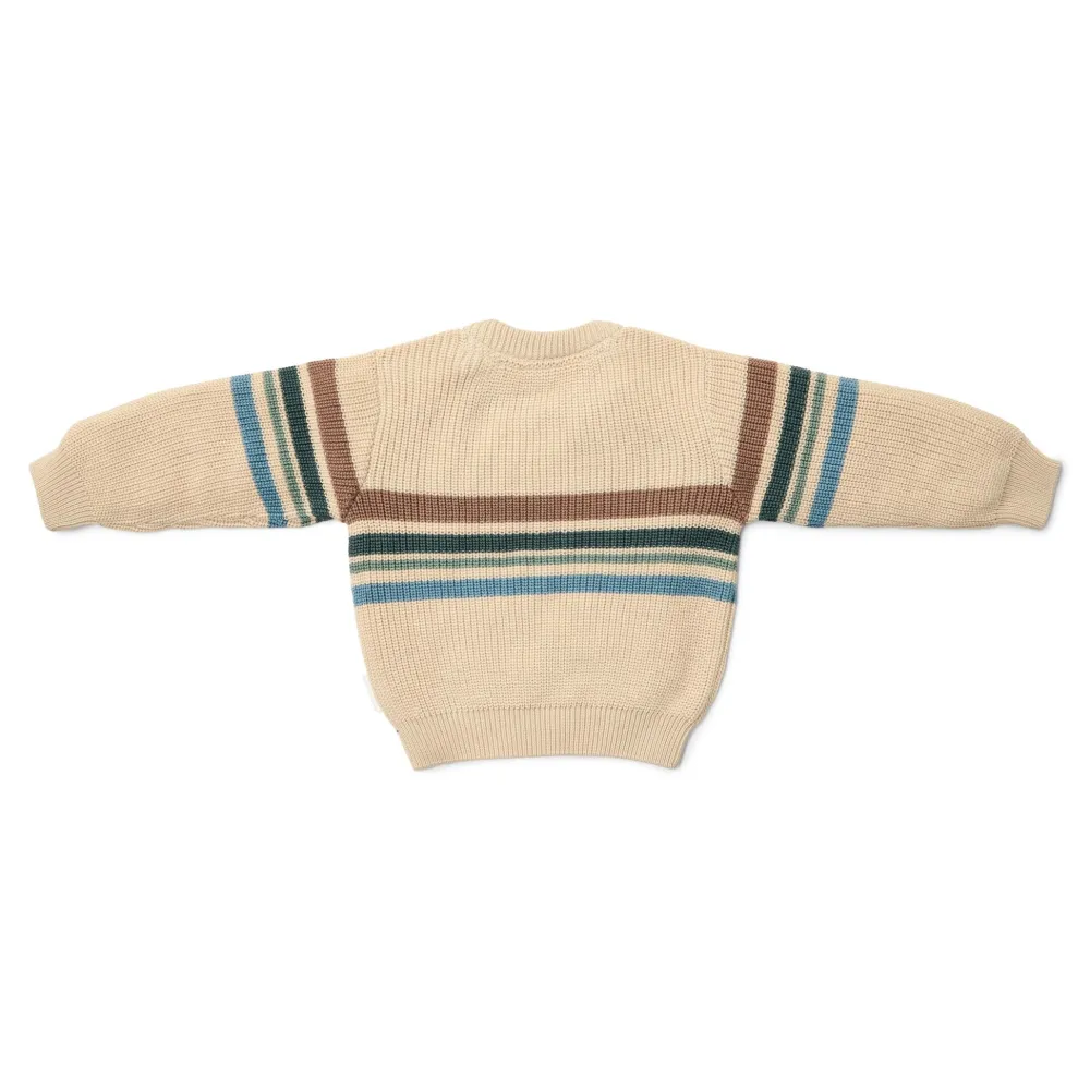 Little Dutch Gebreide trui - Zand - Forest Friends - Stripe