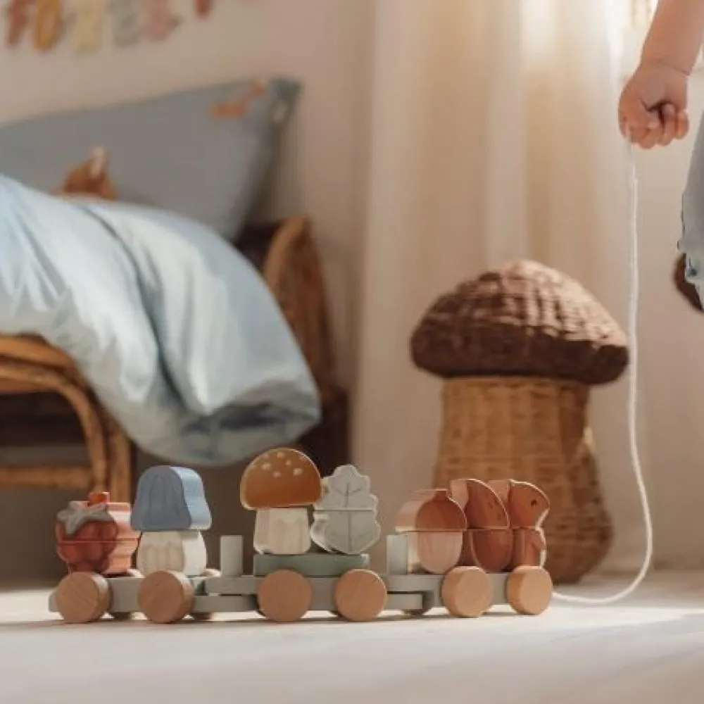 Little Dutch Houten Blokkentrein - Blauw - Forest Friends