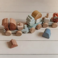 Little Dutch Houten Blokkentrein - Blauw - Forest Friends