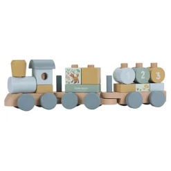 Little Dutch Houten Blokkentrein - Blauw - Forest Friends