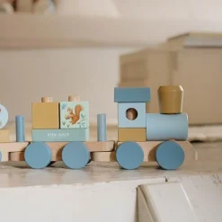 Little Dutch Houten Blokkentrein - Blauw - Forest Friends