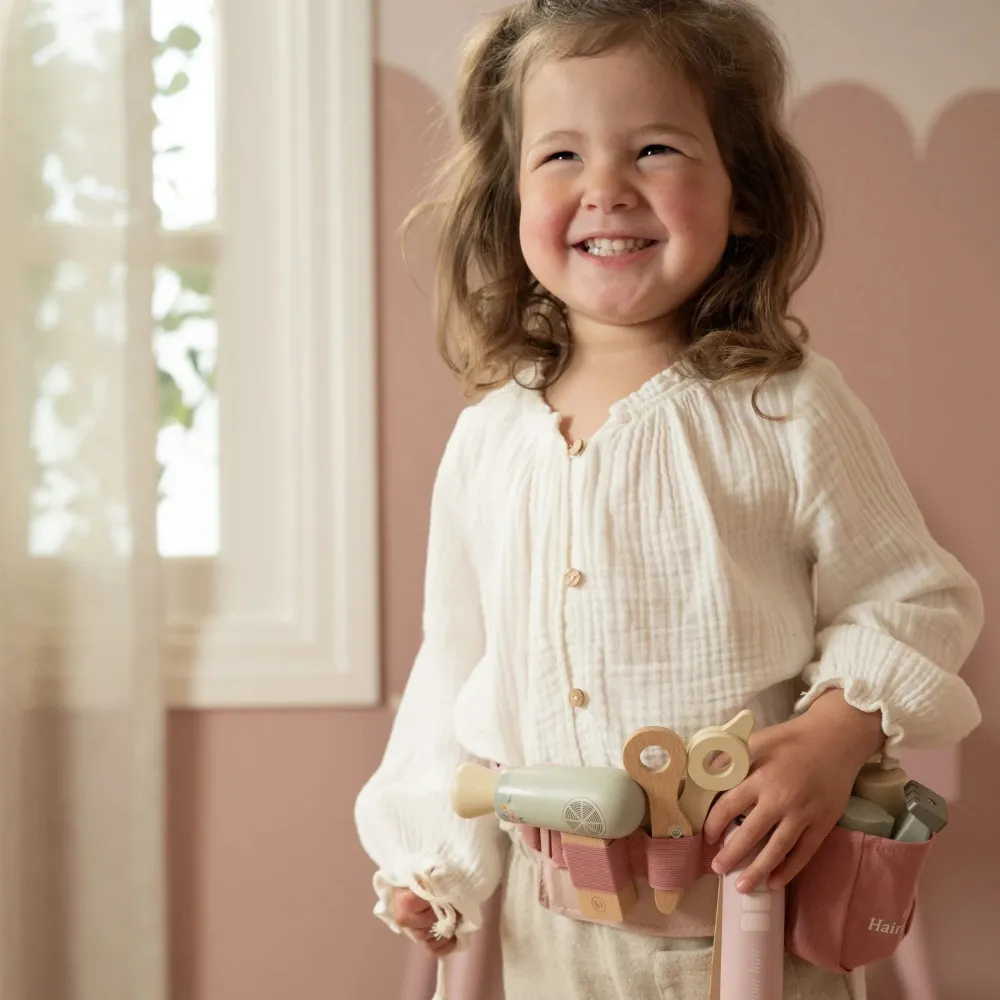 Little Dutch Houten kappersset – Roze – Essentials