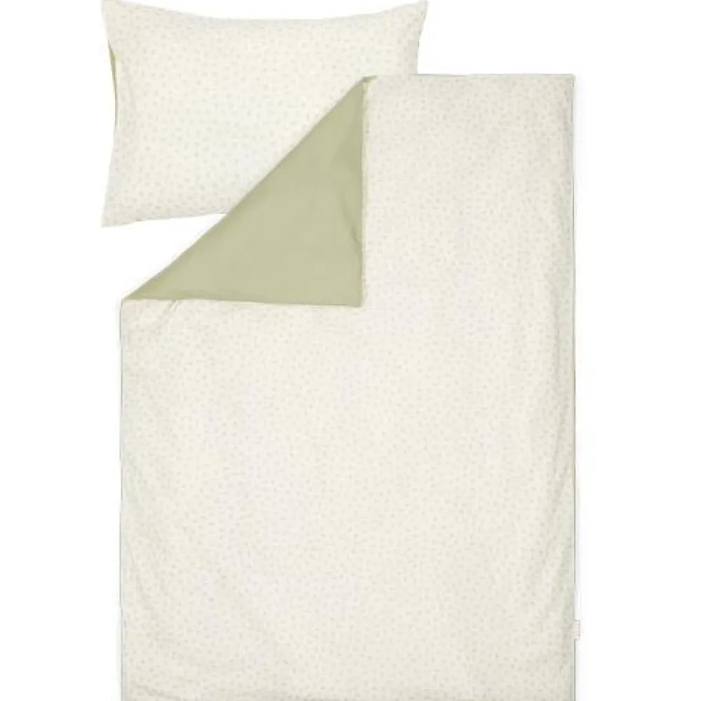 Little Dutch Junior dekbedovertrek - Groen - Essentials - Blueberry Leaves