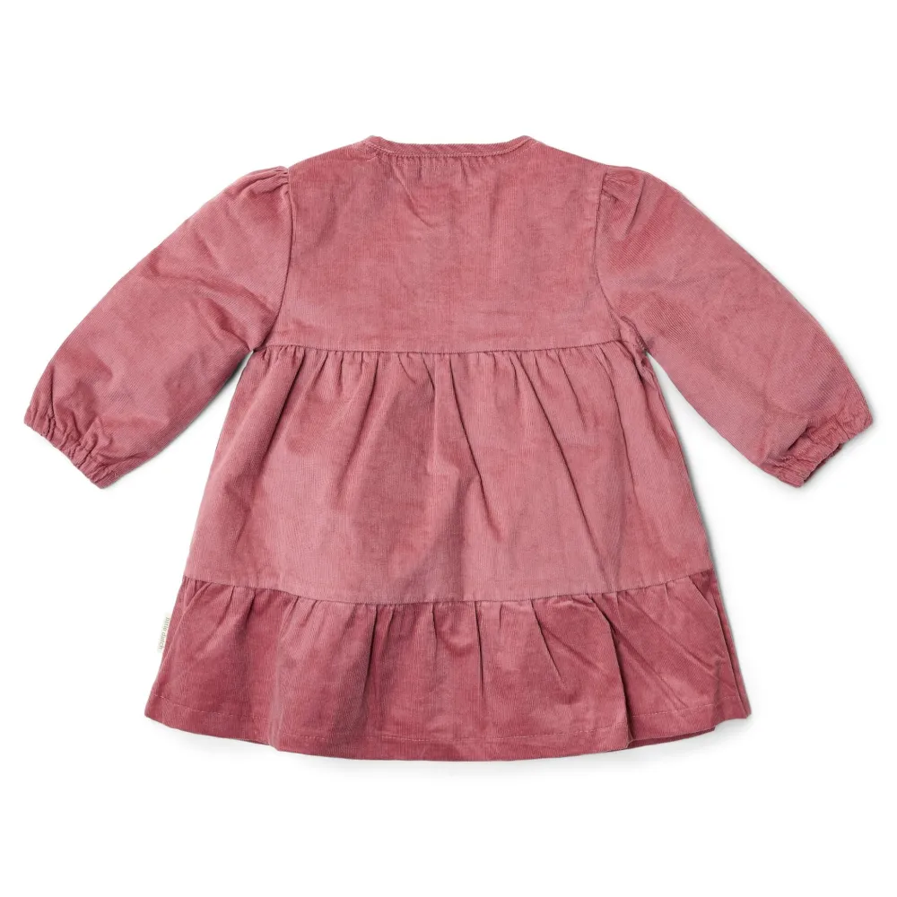 Little Dutch Jurk lange mouw - Roze - Fairy Garden - Corduroy