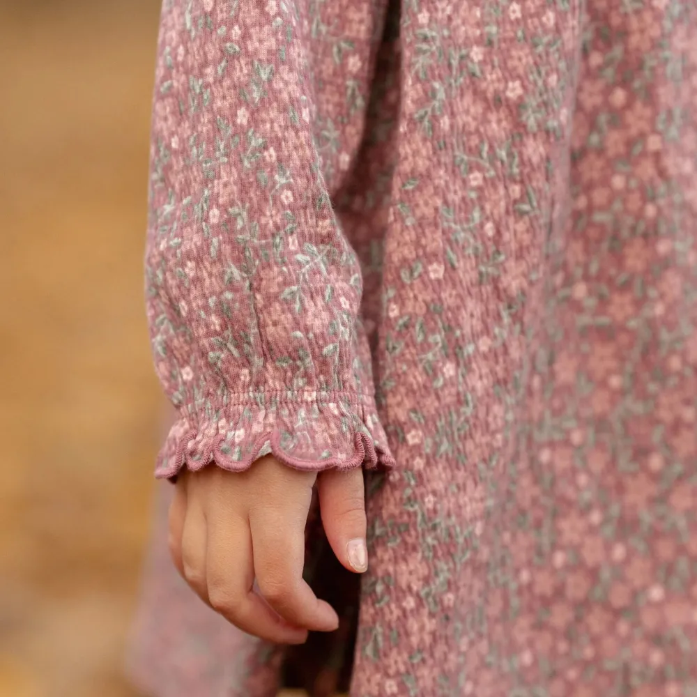 Little Dutch Jurk lange mouw - Roze - Fairy Garden - Bloemen