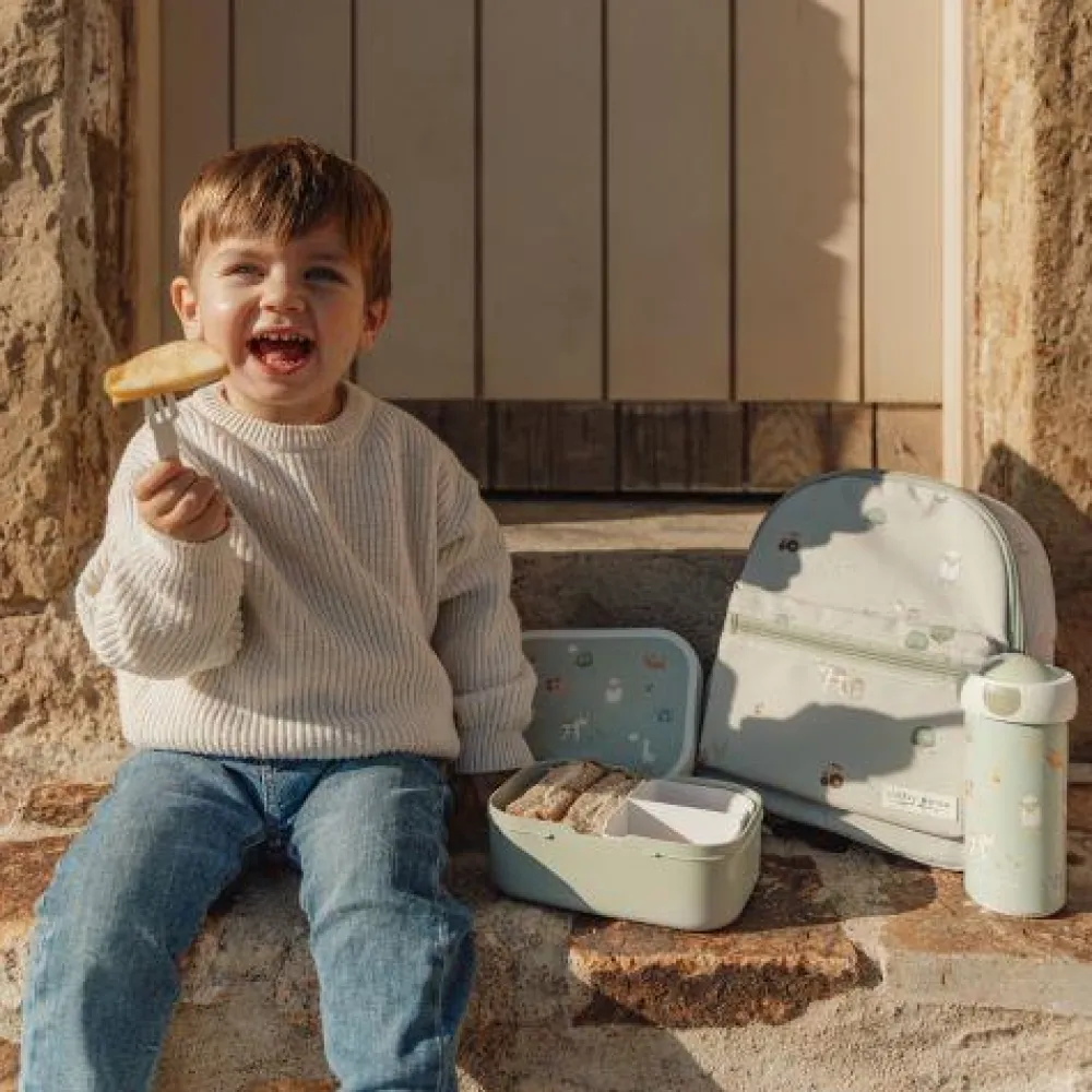Little Dutch Lunchset - Schoolbeker en lunchbox - Groen - Little Farm