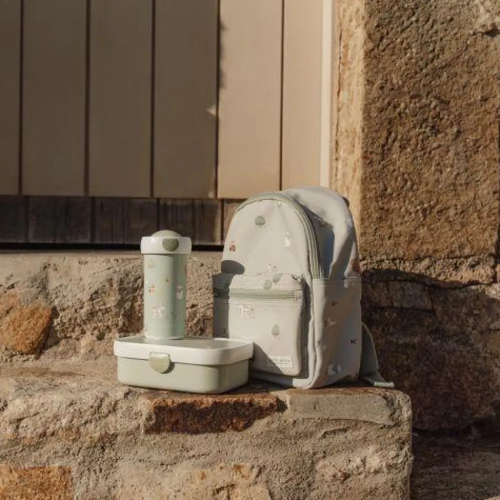 Little Dutch Lunchset - Schoolbeker en lunchbox - Groen - Little Farm