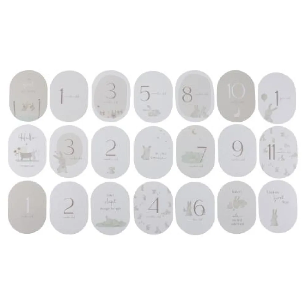 Little Dutch Mijlpaal kaarten - Beige - Baby Bunny - EN