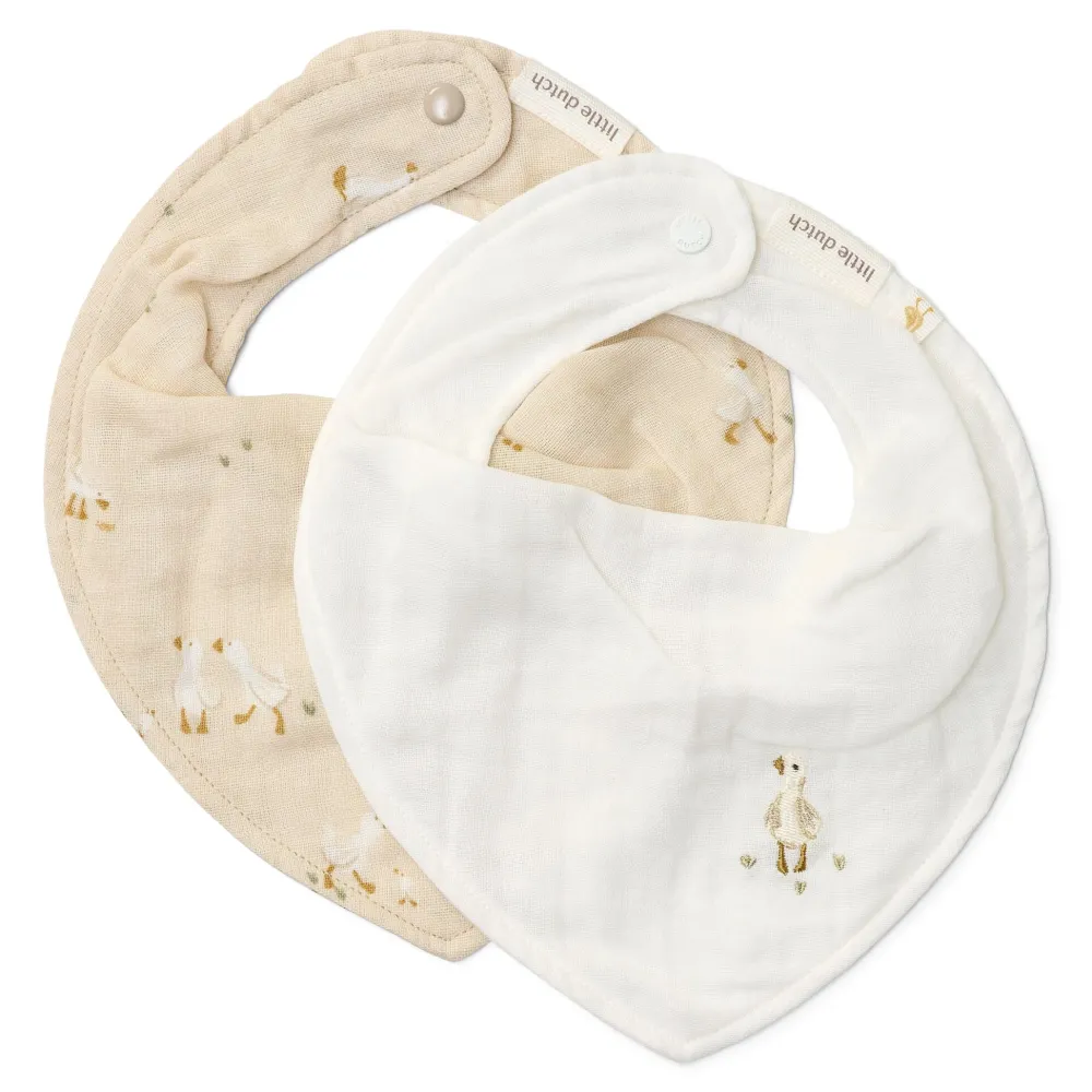 Little Dutch 2-pack bandana slab - Wit - Newborn Naturals - Little Goose