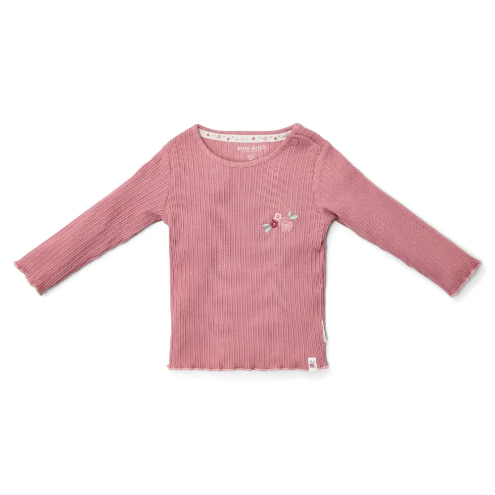 Little Dutch Rib Shirt lange mouw - Roze - Fairy Garden
