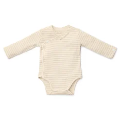 Little Dutch Romper overslag lange mouw - Beige - Newborn Naturals - Stripe