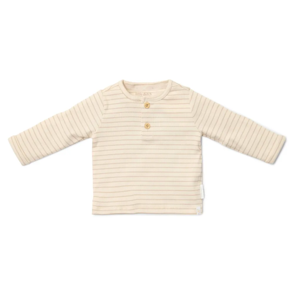 Little Dutch Shirt lange mouw - Beige - Newborn Naturals - Stripe