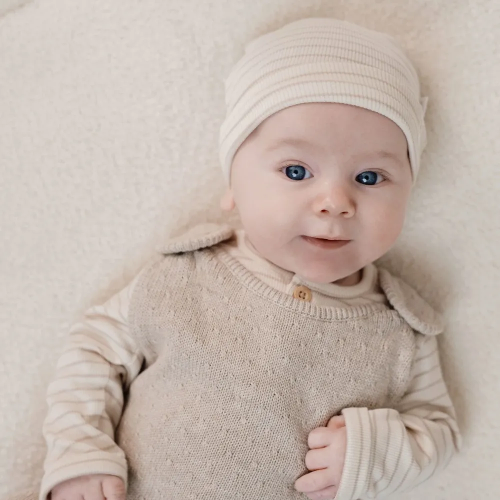 Little Dutch Shirt lange mouw - Beige - Newborn Naturals - Stripe