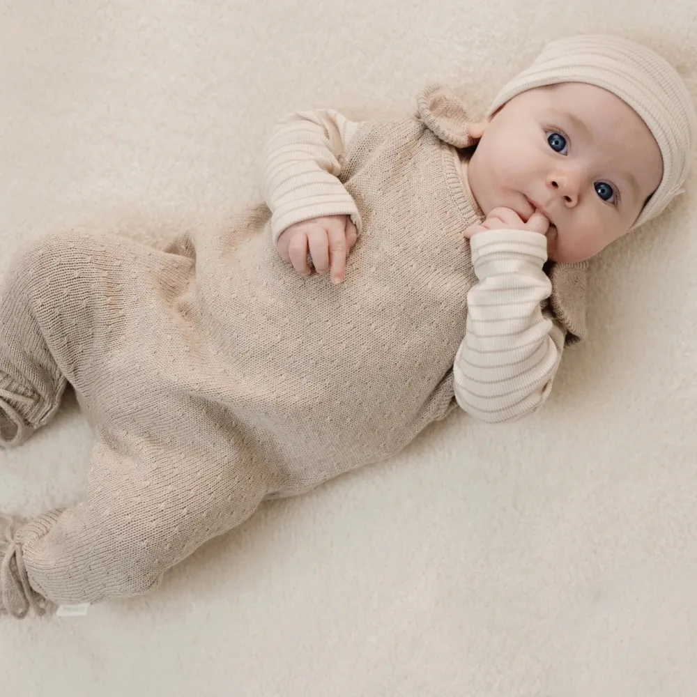 Little Dutch Shirt lange mouw - Beige - Newborn Naturals - Stripe