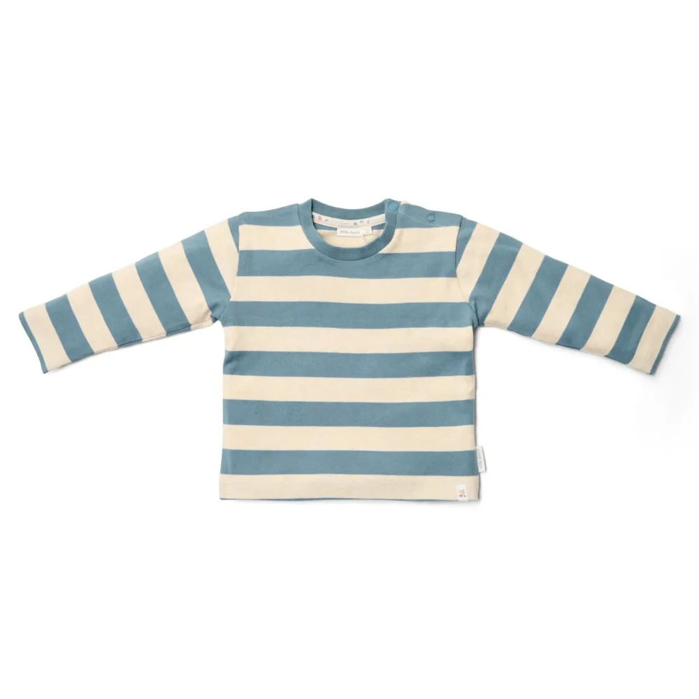 Little Dutch Shirt lange mouw - Blauw - Zand - Forest Friends - Stripe