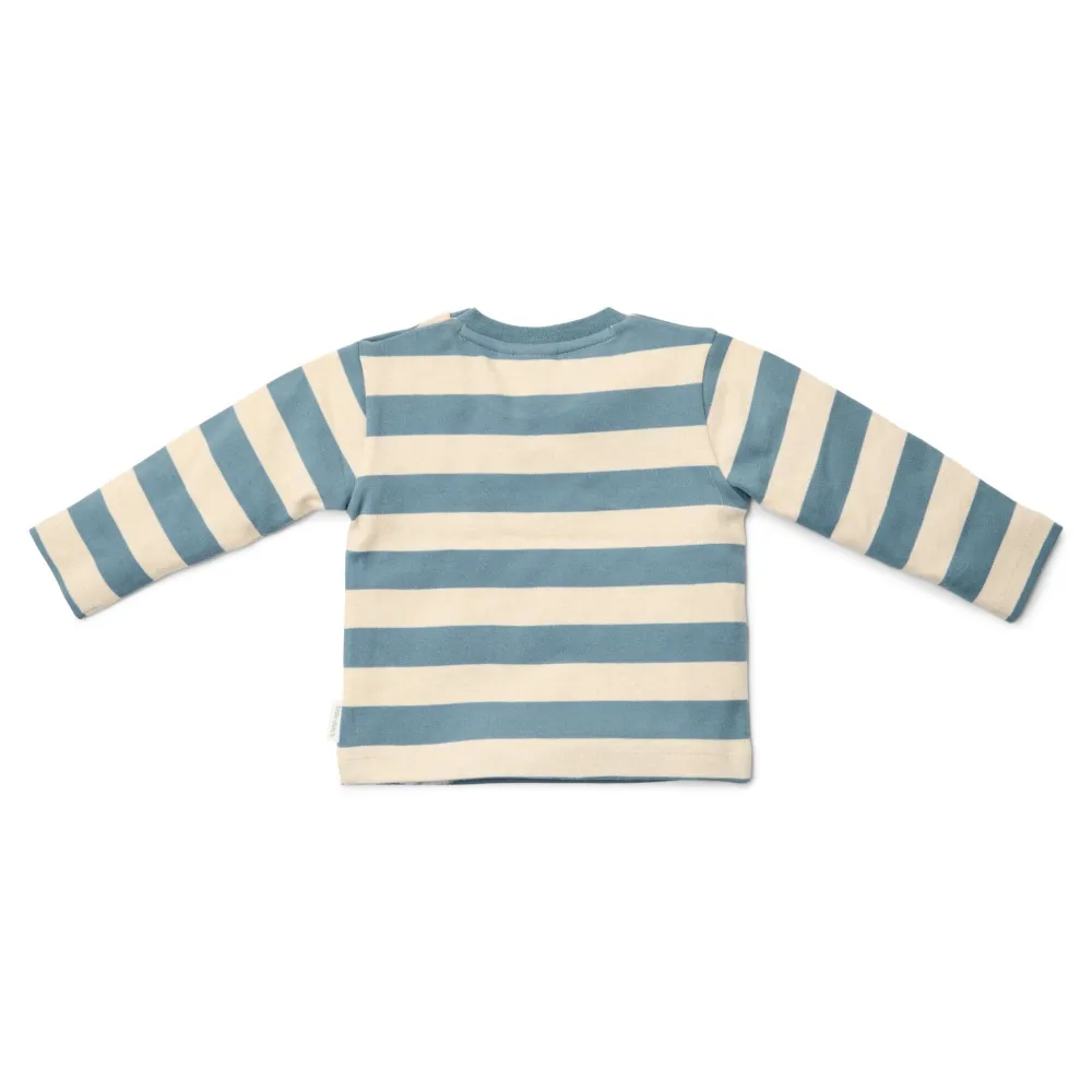 Little Dutch Shirt lange mouw - Blauw - Zand - Forest Friends - Stripe