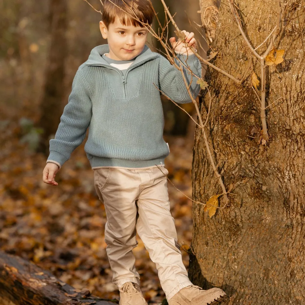 Little Dutch Shirt lange mouw - Blauw - Zand - Forest Friends - Stripe