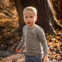 Little Dutch Shirt lange mouw - Groen - Forest Friends - Stripe