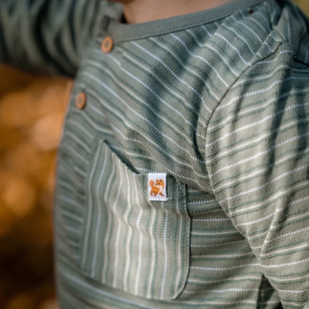 Little Dutch Shirt lange mouw - Groen - Forest Friends - Stripe