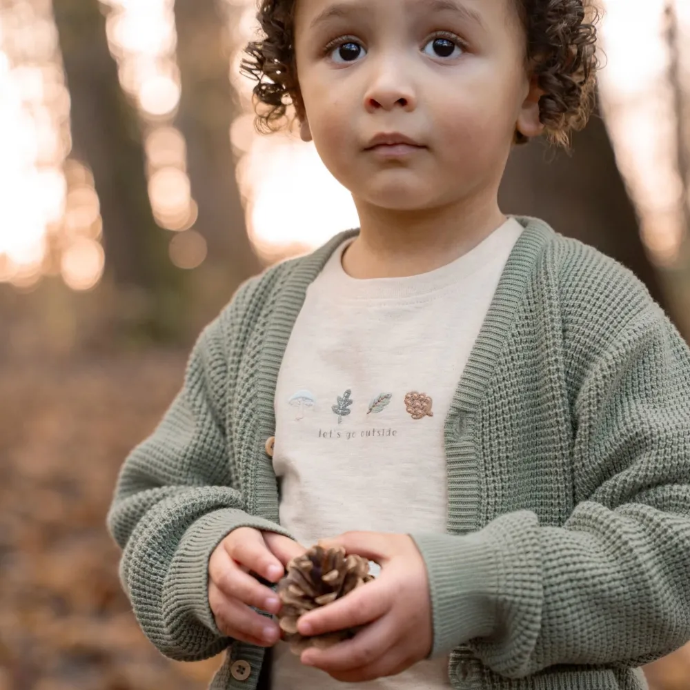 Little Dutch Shirt lange mouw - Zand - Forest Friends - Forest borduursel