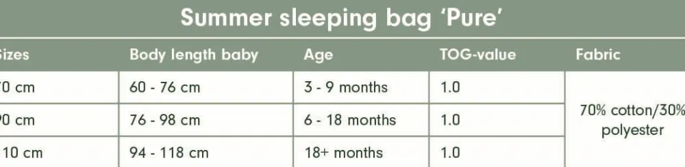 Little Dutch Slaapzak zomer 70 cm Pure Ochre Spice