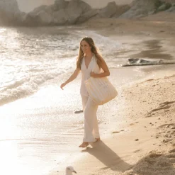 Little Dutch Strandtas - Geel - Maat one size - Stripe