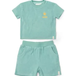 Little Dutch T-shirt en Short - Groen - Seashells and Stripes