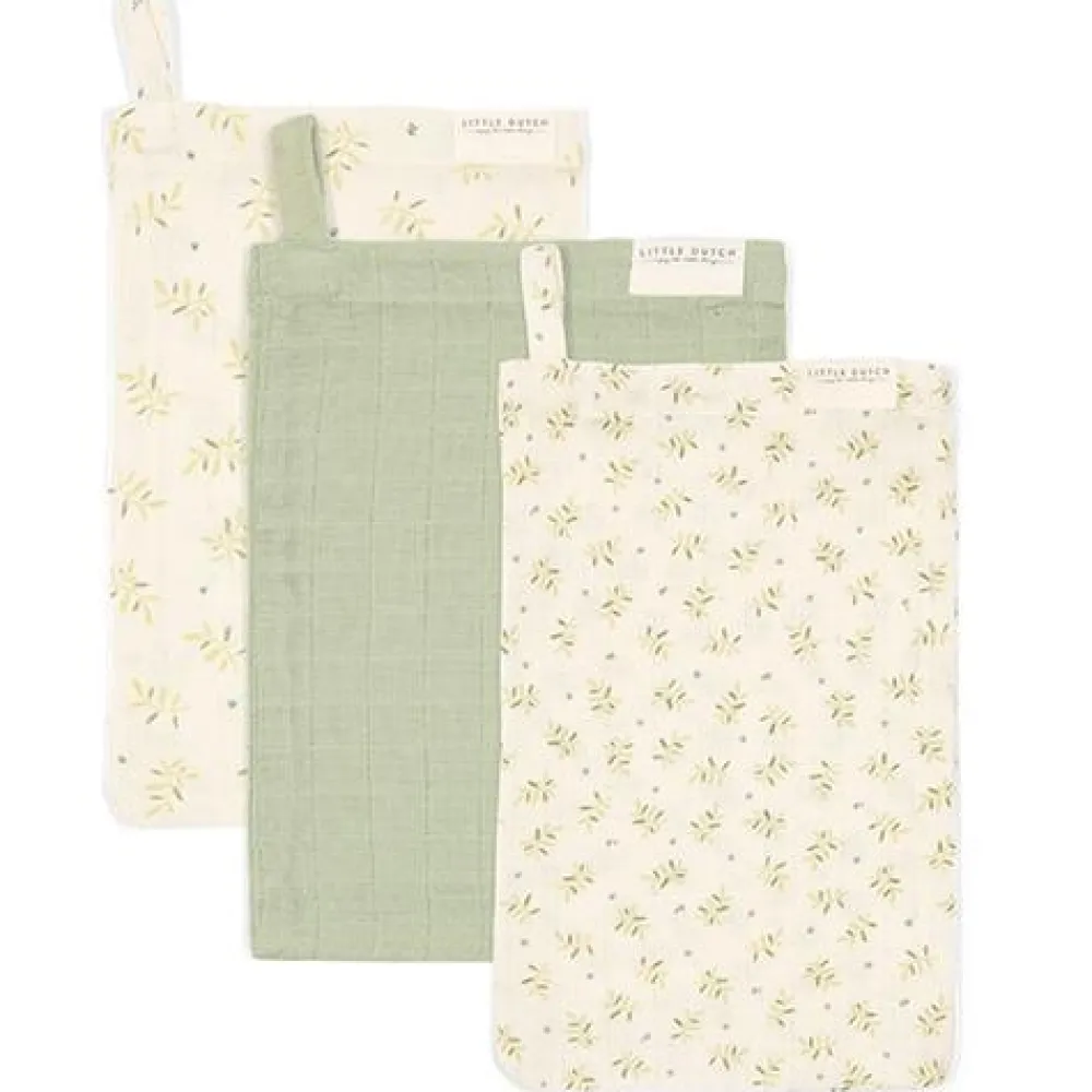 Little Dutch Washandjes set - Groen - Essentials - Blueberry Leaves